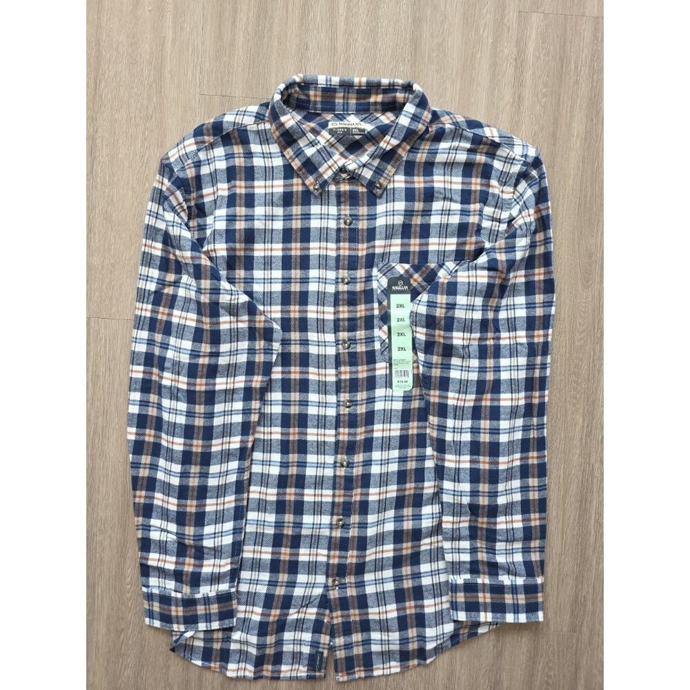 Magellan Outdoors Mens 2XL Flannel Shirt Multicolor Plaid Cotton NWT